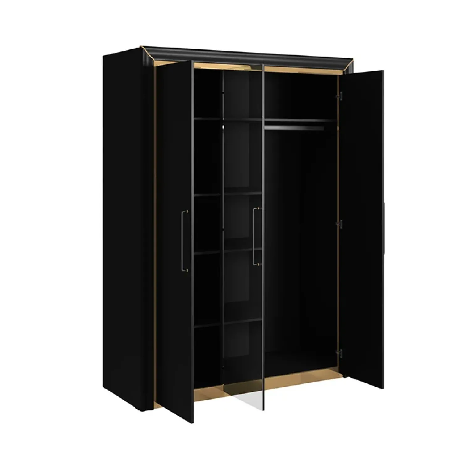 Garnero Arredamenti Armadio 155x214h cm 3 ante con specchio modderno nero oro Benz Online