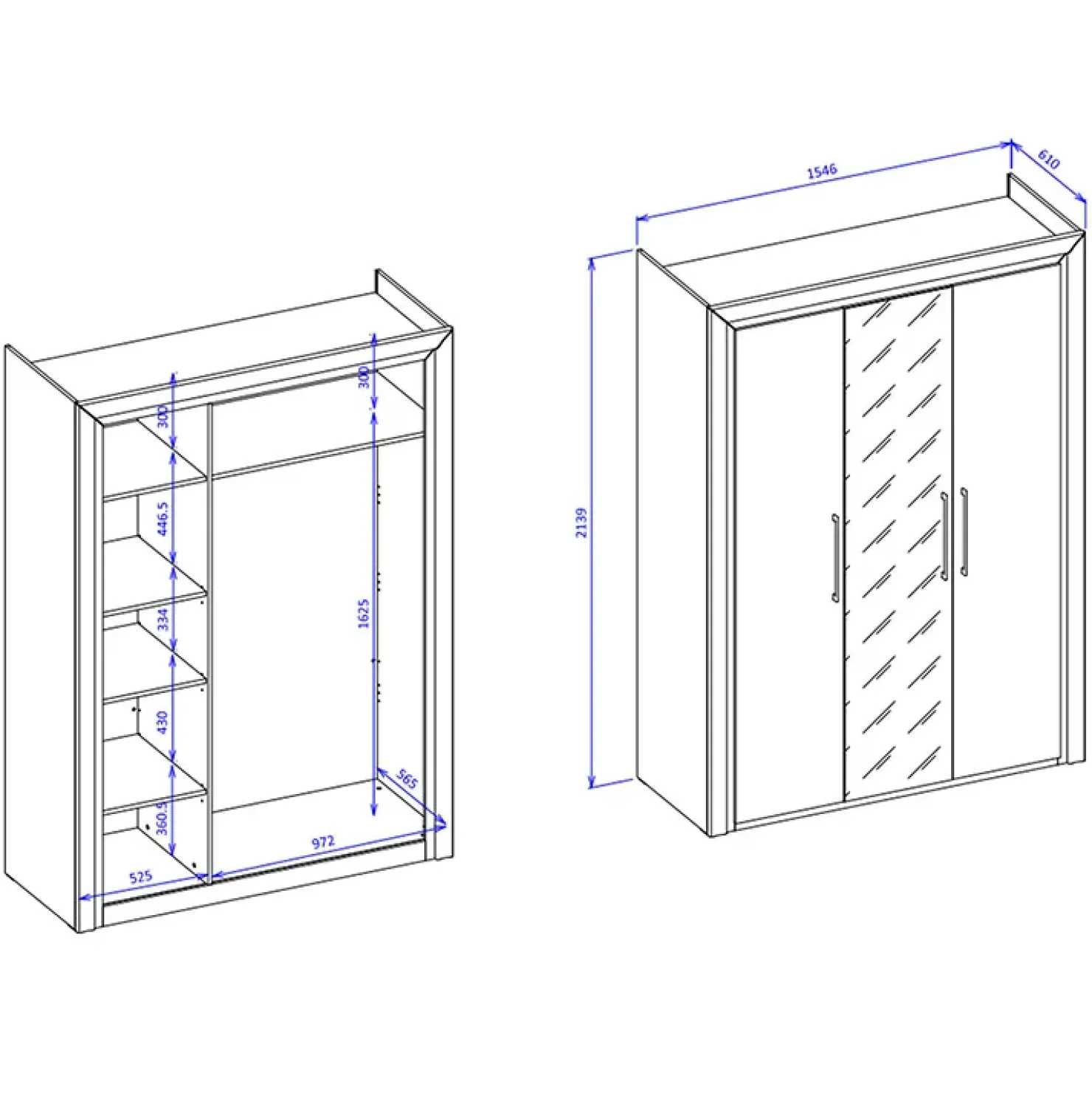 Garnero Arredamenti Armadio 155x214h cm 3 ante con specchio modderno nero oro Benz Online