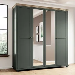 Garnero Arredamenti Armadio 200x216h cm 4 ante con specchio verde quercia Texel New