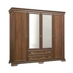 Garnero Arredamenti Armadio 208x211h cm 4 ante con specchio 2 cassetti arte povera quercia Kelly Noce Discount