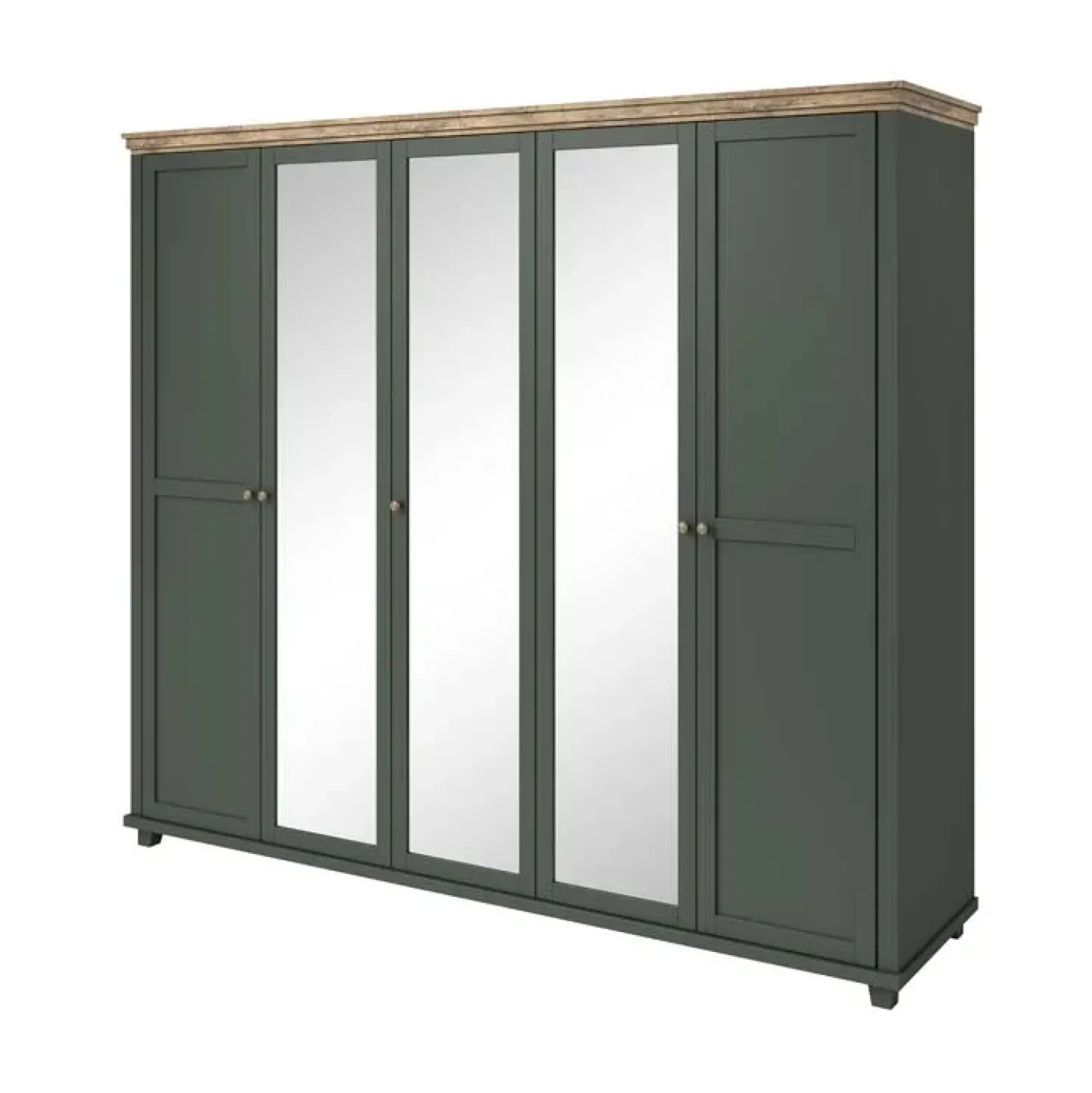 Garnero Arredamenti Armadio 246x216h cm 5 ante con specchio quercia Texel Verde