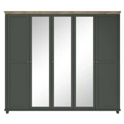Garnero Arredamenti Armadio 246x216h cm 5 ante con specchio quercia Texel Verde