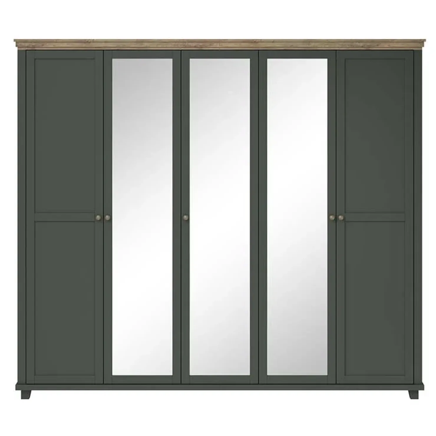 Garnero Arredamenti Armadio 246x216h cm 5 ante con specchio quercia Texel Verde