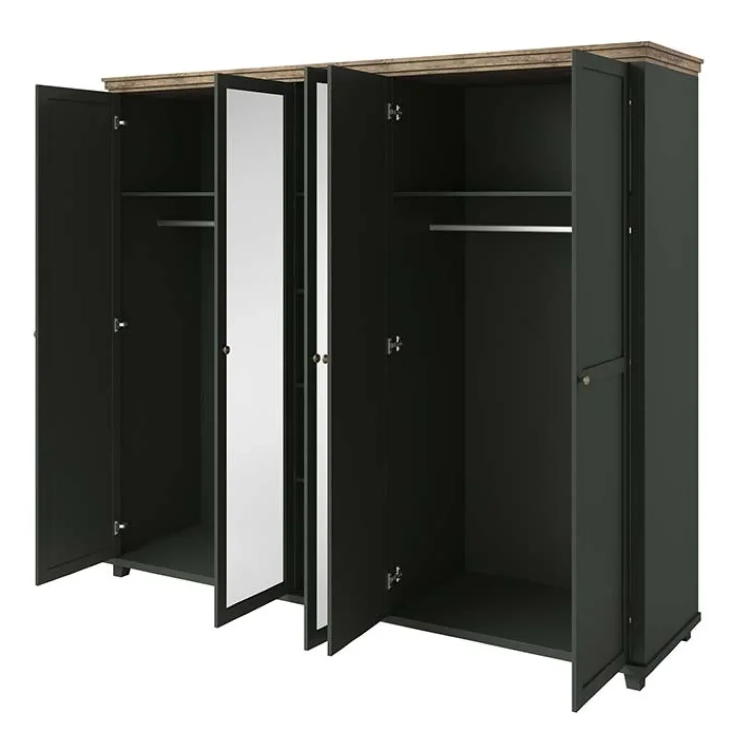 Garnero Arredamenti Armadio 246x216h cm 5 ante con specchio quercia Texel Verde