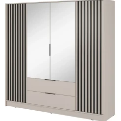 Garnero Arredamenti Armadio 206x200h cm 4 ante con specchio moderno cashmere Miller Beige New