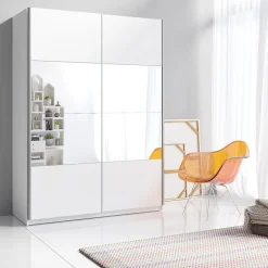 Garnero Arredamenti Armadio 150x210h cm 2 ante con specchio Pascal Gihome® Bianco Opaco Hot