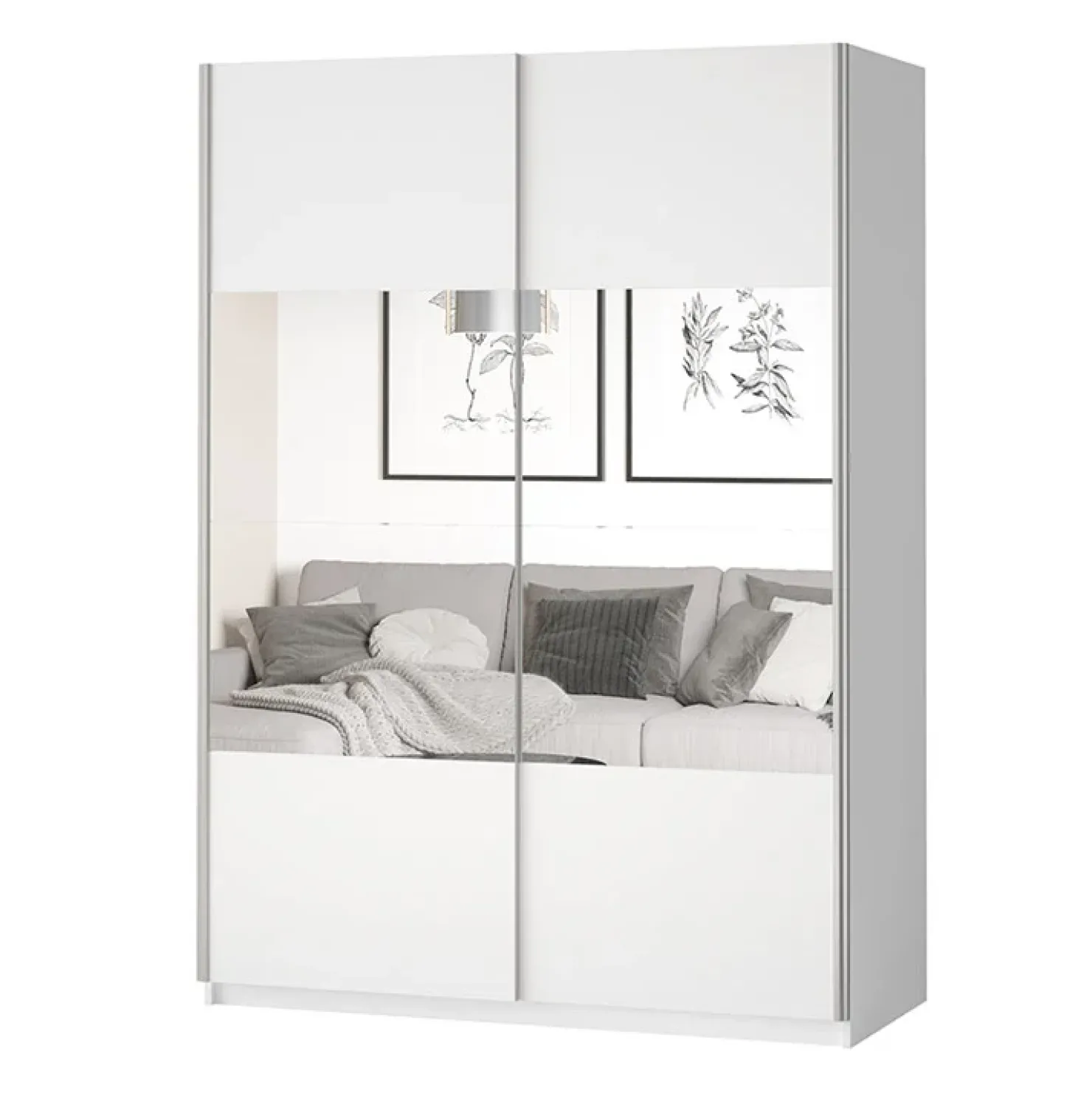 Garnero Arredamenti Armadio 150x210h cm 2 ante con specchio Pascal Gihome® Bianco Opaco Hot