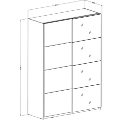 Garnero Arredamenti Armadio 150x210h cm 2 ante con specchio Pascal Gihome® Bianco Opaco Hot