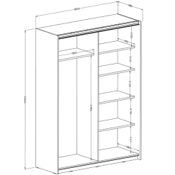 Garnero Arredamenti Armadio 150x210h cm 2 ante con specchio Pascal Gihome® Bianco Opaco Hot