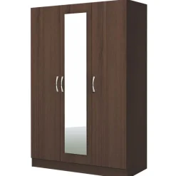 Garnero Arredamenti Armadio 120x181h cm 3 ante con specchio moderno Sorrento Wengè Clearance