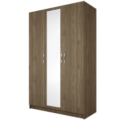 Garnero Arredamenti Armadio 120x190h cm 3 ante con specchio legno Plutone Noce Discount