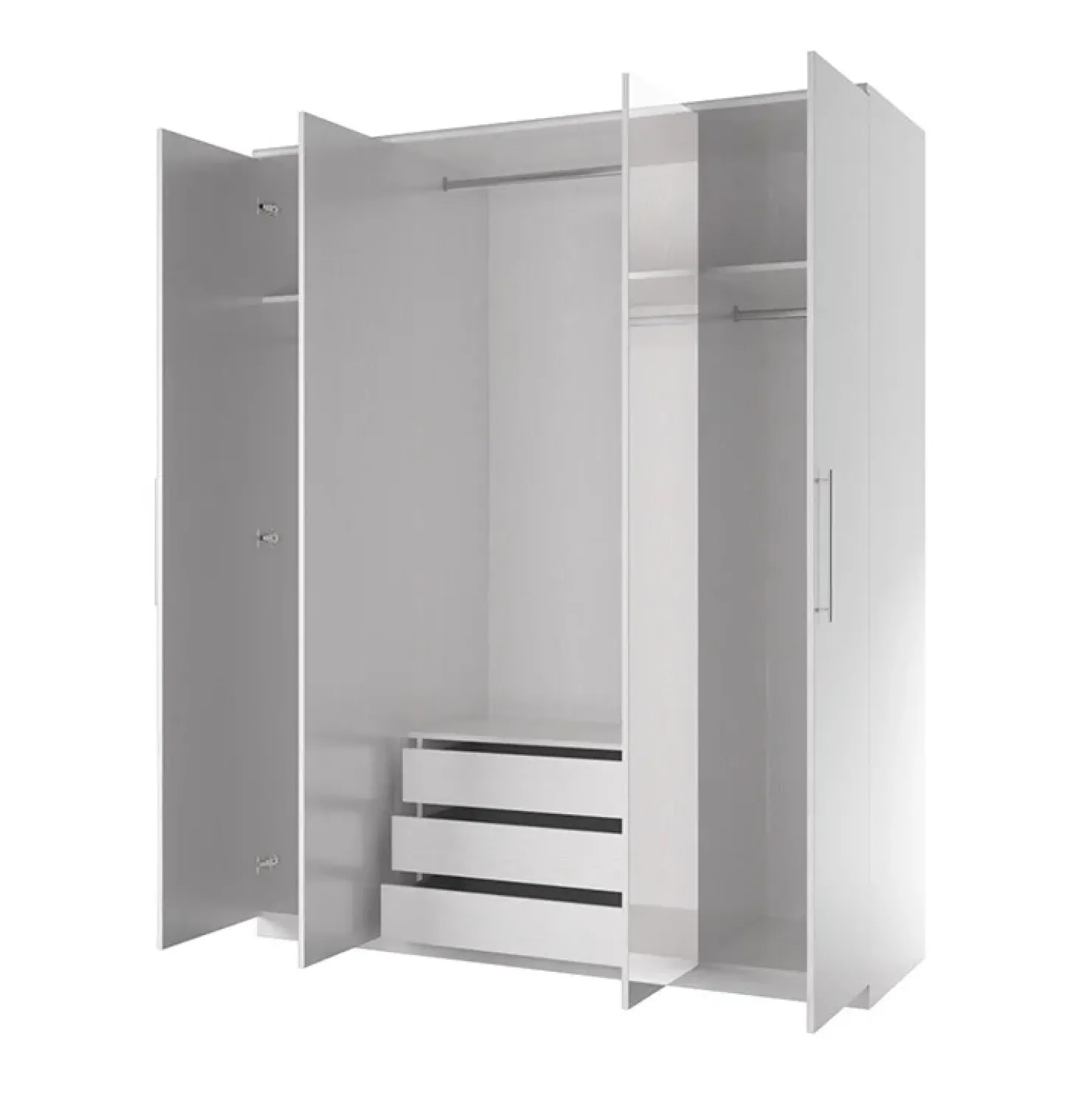 Garnero Arredamenti Armadio 161x199h cm 4 ante con specchio Dogliani Bianco Frassinato