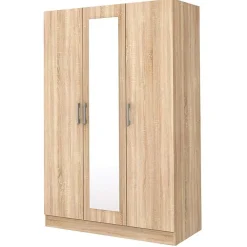 Garnero Arredamenti Armadio 120x181h cm 3 ante con specchio moderno Sorrento Rovere