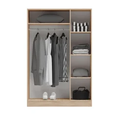 Garnero Arredamenti Armadio 120x181h cm 3 ante con specchio moderno Sorrento Rovere