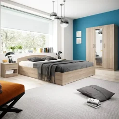 Garnero Arredamenti Armadio 120x181h cm 3 ante con specchio moderno Sorrento Rovere