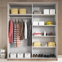 Garnero Arredamenti Armadio 200x210h cm 2 ante con specchio rovere scuro Lisbona Gihome® Discount