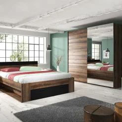 Garnero Arredamenti Armadio 200x210h cm 2 ante con specchio rovere scuro Lisbona Gihome® Discount