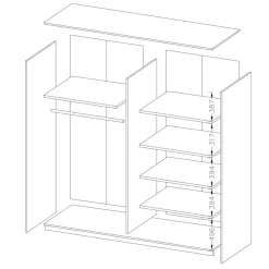 Garnero Arredamenti Armadio 200x210h cm 2 ante con specchio rovere scuro Lisbona Gihome® Discount