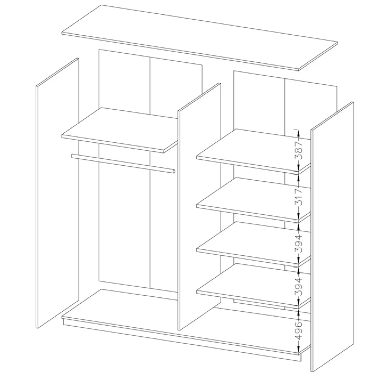 Garnero Arredamenti Armadio 200x210h cm 2 ante con specchio rovere scuro Lisbona Gihome® Discount