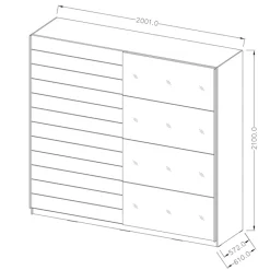 Garnero Arredamenti Armadio 200x210h cm 2 ante con specchio rovere scuro Lisbona Gihome® Discount