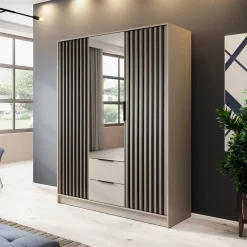 Garnero Arredamenti Armadio 155x200h cm 3 ante con specchio cashmere Miller Beige Sale