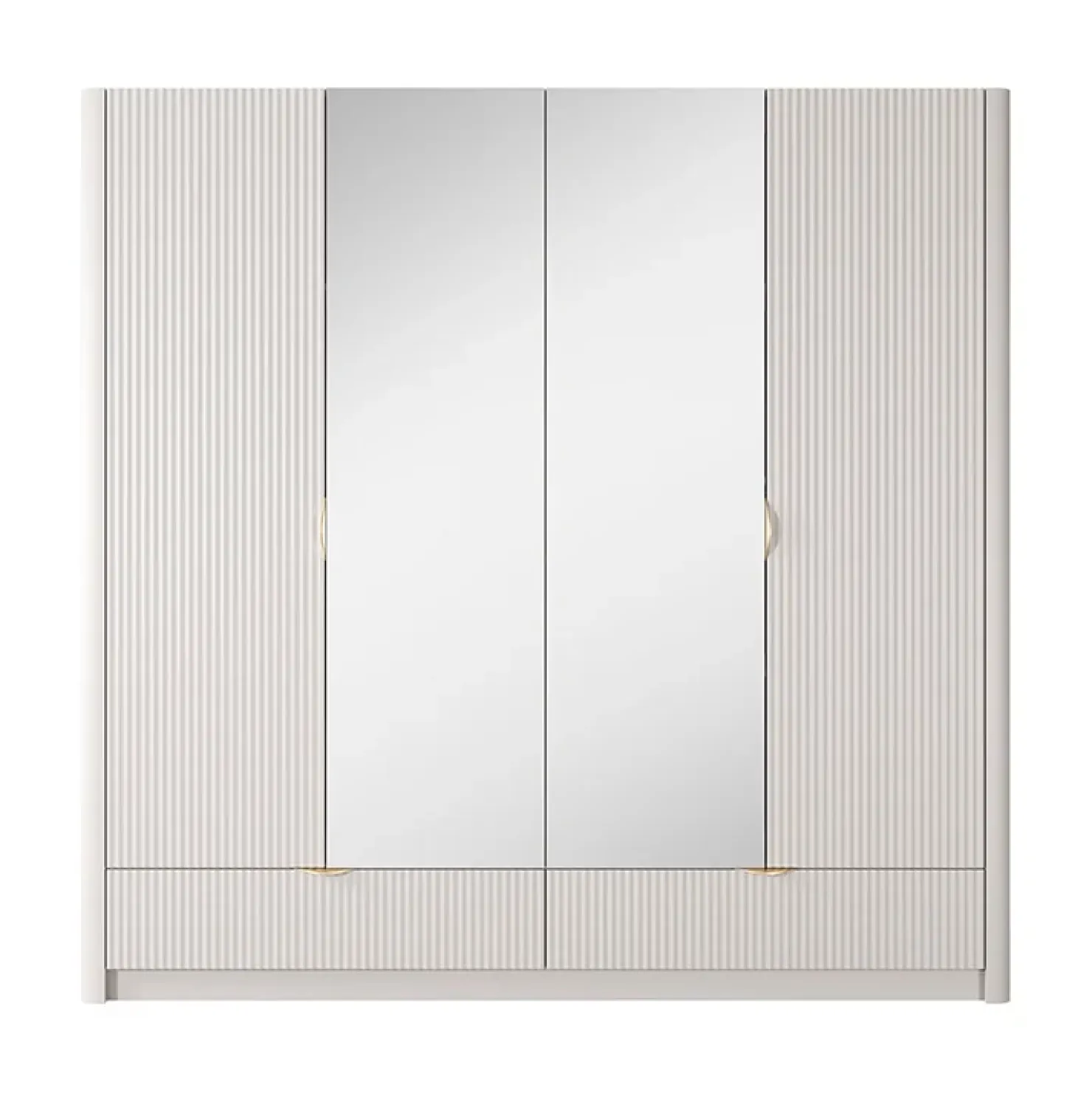 Garnero Arredamenti Armadio 213x209h cm 4 ante con specchio beige cannettato Ramis Clearance