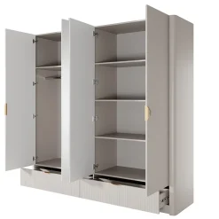 Garnero Arredamenti Armadio 213x209h cm 4 ante con specchio beige cannettato Ramis Clearance