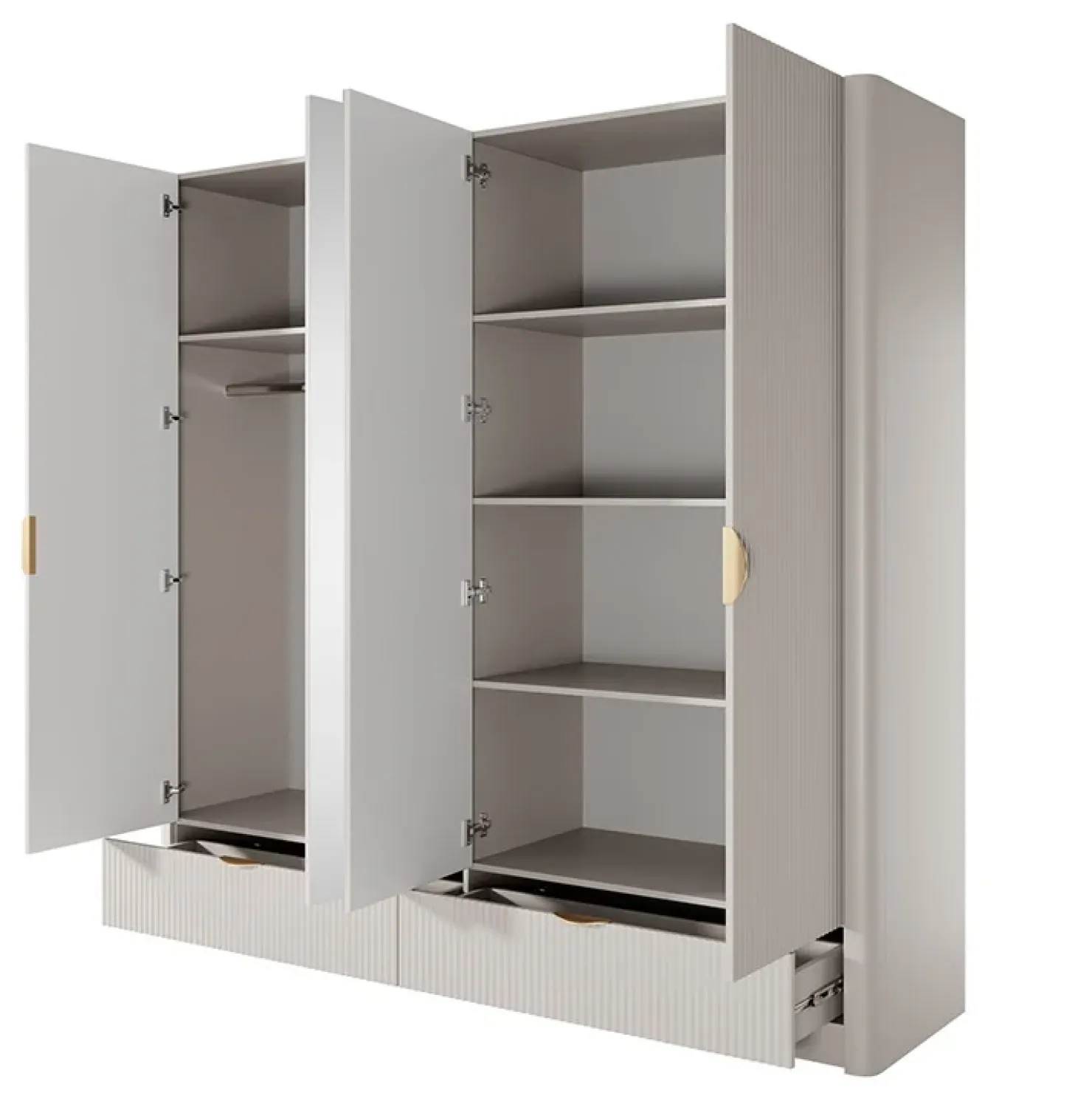 Garnero Arredamenti Armadio 213x209h cm 4 ante con specchio beige cannettato Ramis Clearance