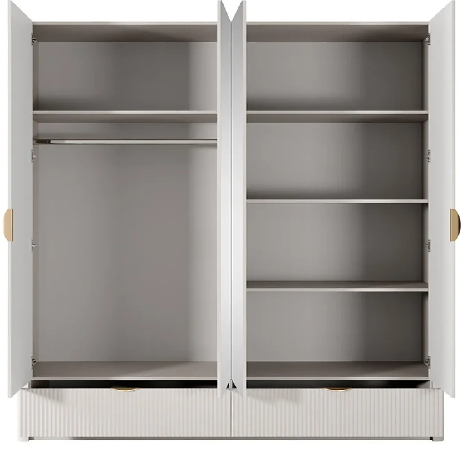 Garnero Arredamenti Armadio 213x209h cm 4 ante con specchio beige cannettato Ramis Clearance