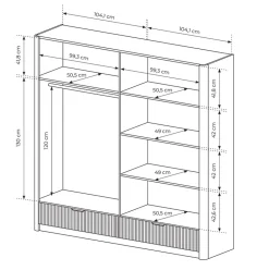 Garnero Arredamenti Armadio 213x209h cm 4 ante con specchio beige cannettato Ramis Clearance