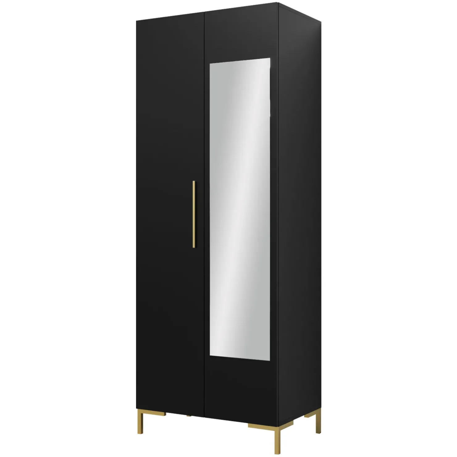 Garnero Arredamenti Armadio 74x196h cm 2 ante con specchio soggiorno nero Nuvia Nero Opaco