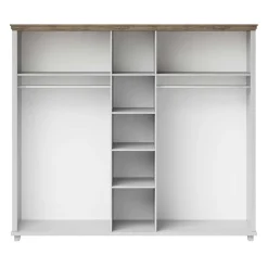 Garnero Arredamenti Armadio 246x216h cm 5 ante con specchio pino bianco quercia Texel Bianco Frassinato New