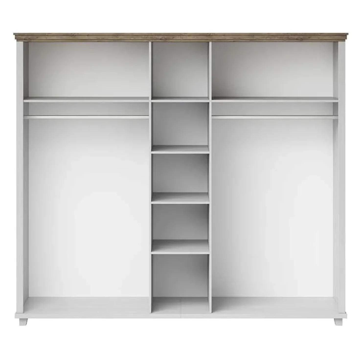 Garnero Arredamenti Armadio 246x216h cm 5 ante con specchio pino bianco quercia Texel Bianco Frassinato New