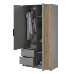 Garnero Arredamenti Armadio 105x200h cm 2 ante con specchio quercia Miller Grigio Clearance