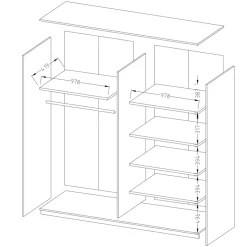 Garnero Arredamenti Armadio 200x210h cm 2 ante con specchio rovere bianco Logan Gihome® Clearance