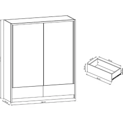 Garnero Arredamenti Armadio 184x214h cm 2 ante con specchio bianco lucido Jeki Gihome® Outlet