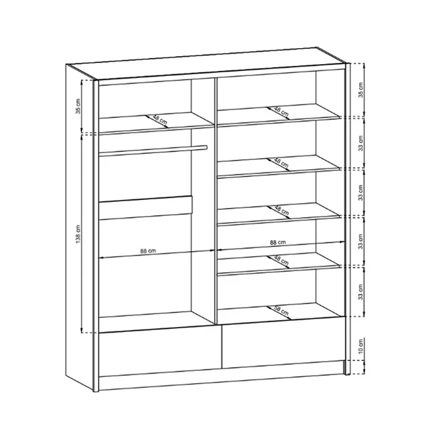 Garnero Arredamenti Armadio 184x214h cm 2 ante con specchio bianco lucido Jeki Gihome® Outlet