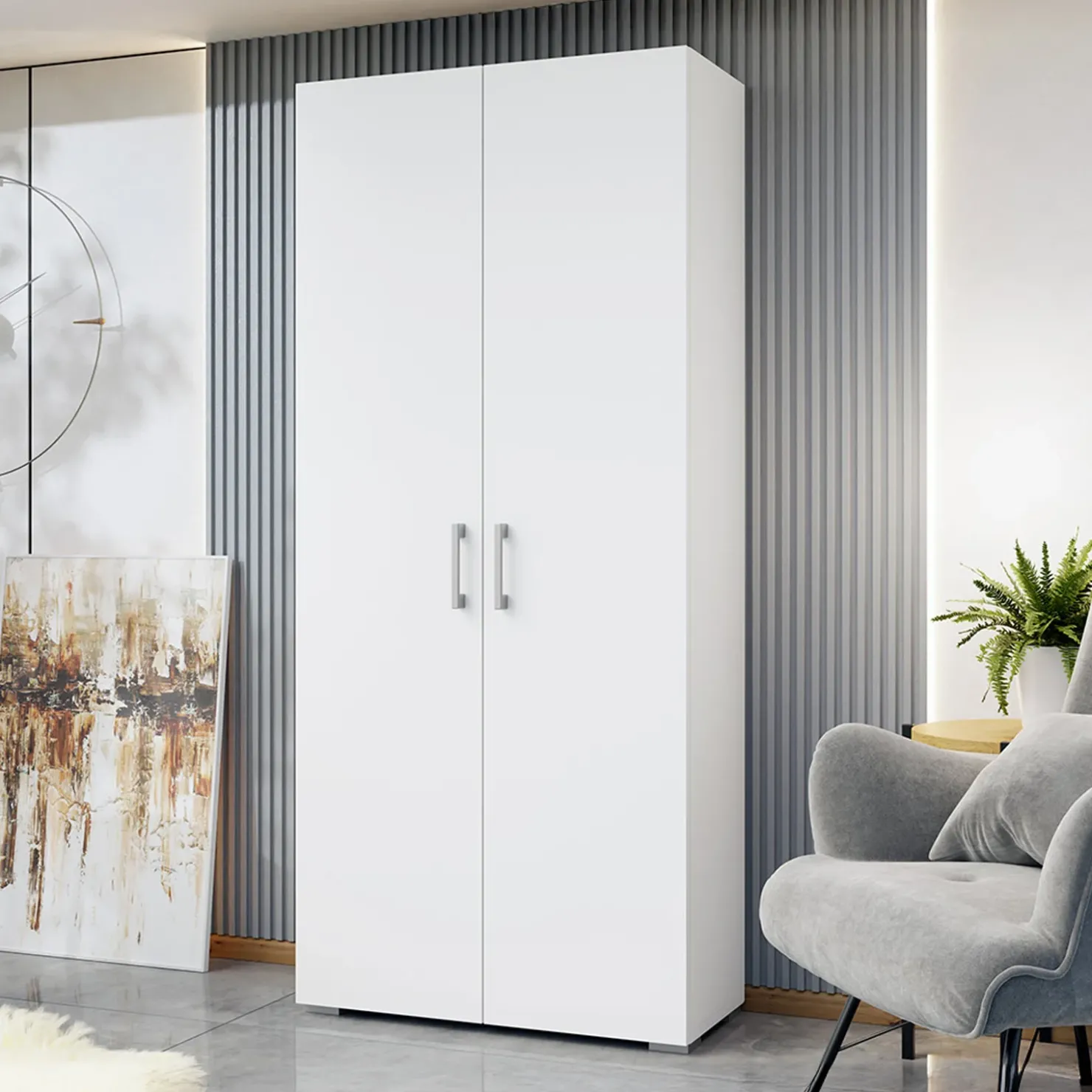 Garnero Arredamenti Armadio 80x190h cm 2 ante design moderno bianco Pastello Sale