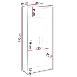 Garnero Arredamenti Armadio 80x190h cm 2 ante design moderno bianco Pastello Sale
