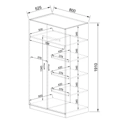 Garnero Arredamenti Armadio 80x191h cm 2 ante design Leopardi Rovere Rustico Online