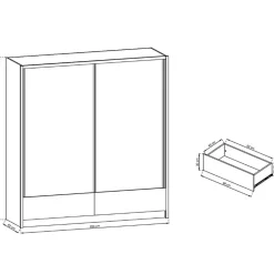 Garnero Arredamenti Armadio 204x214h cm 2 ante e 2 cassetti con specchio bianco lucido Tom Gihome® Clearance