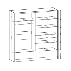 Garnero Arredamenti Armadio 204x214h cm 2 ante e 2 cassetti con specchio bianco lucido Tom Gihome® Clearance