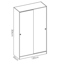 Garnero Arredamenti Armadio 120x204h cm 2 ante moderno scorrevoli Royal Rovere Outlet