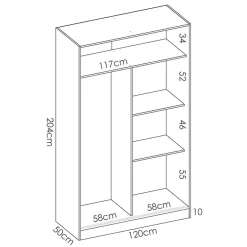 Garnero Arredamenti Armadio 120x204h cm 2 ante moderno scorrevoli Royal Rovere Outlet