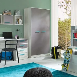 Garnero Arredamenti Armadio 96x195h cm 2 ante moderno pino bianco grigio blu Maya Gihome® New