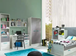 Garnero Arredamenti Armadio 96x195h cm 2 ante moderno pino bianco grigio blu Maya Gihome® New