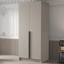 Garnero Arredamenti Armadio 100x215h cm 2 ante moderno beige nero Glammy 2 Beige - Nero New
