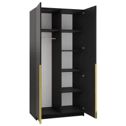 Garnero Arredamenti Armadio 100x215h cm 2 ante moderno nero oro Glammy 2 Nero Opaco - Oro Discount