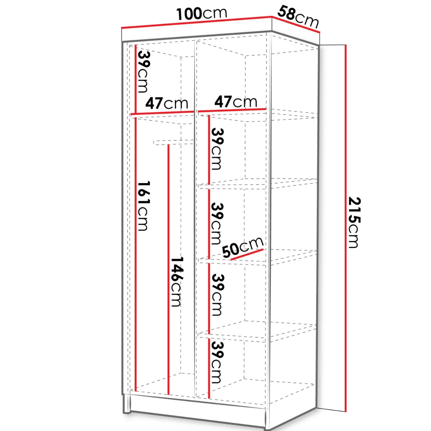Garnero Arredamenti Armadio 100x215h cm 2 ante moderno nero oro Glammy 2 Nero Opaco - Oro Discount