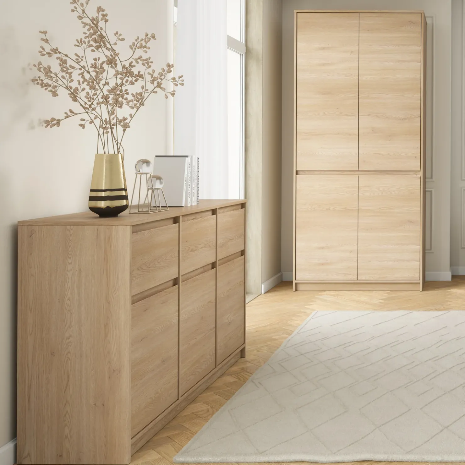 Garnero Arredamenti Armadio 91x198h cm 4 ante moderno rovere Funny Online